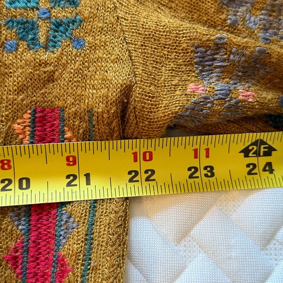 Johnny Was Biya S Heavily Embroidered Mustard Long Floral Knit Hoodie Cotton Mix - Picture 11 of 13